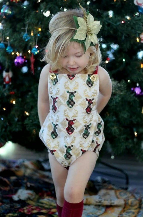 Christmas Romper Holiday Romper Christmas Bubble Romper