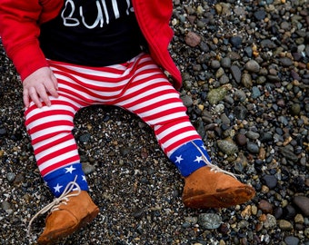 Patriotic Stars and Stripes Leggings Harems - American Flag Baby Leggings - Baby Boy Leggings - Baby Pants - Toddler Leggings - Harem Pants