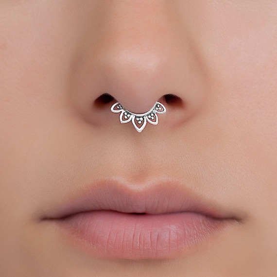 Tiny silver fake Septum Ring. Septum ring for Non Pierced Nose