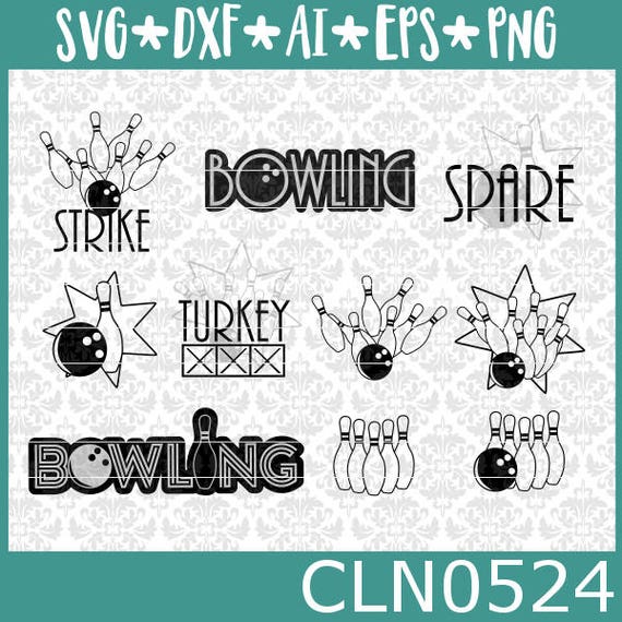 CLN0524 Bowling Bowler Bowl League Spare Strike Turkey Set SVG