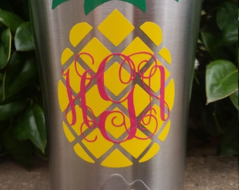 Personalized Pineapple Decal for Yeti 20oz, Pineapple Vinyl Decal, Yeti Tumbler Decal, Yeti Cup Sticker, 20oz Yeti Rambler Custom Decal