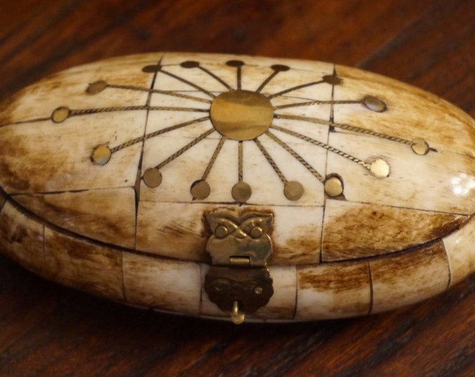 Brass Inlaid Bone Trinket Box