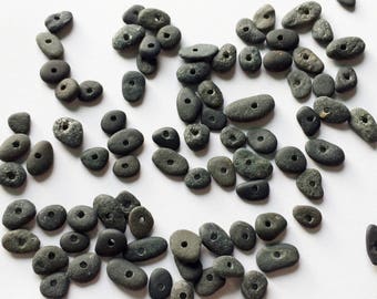 7-10mm very tiny sea stones centre drilled beach stones sea stones tiny beach stones jewelry making sea stones beads black beach stones