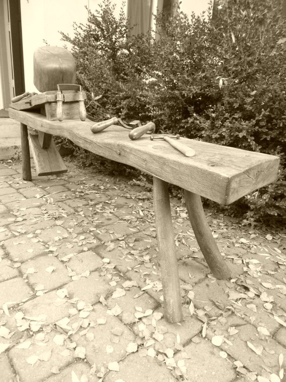 Primitive Wooden Oak Bench Antique Shaving Horse Schnitzelbank