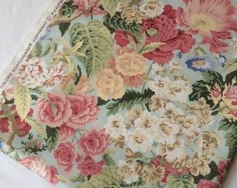 P Kaufmann Screen Printed Large Pink Green Floral Pattern Fabric