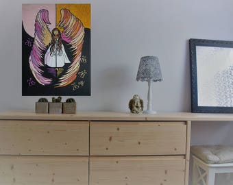 Original modern acrylic painting on canvas abstract angel