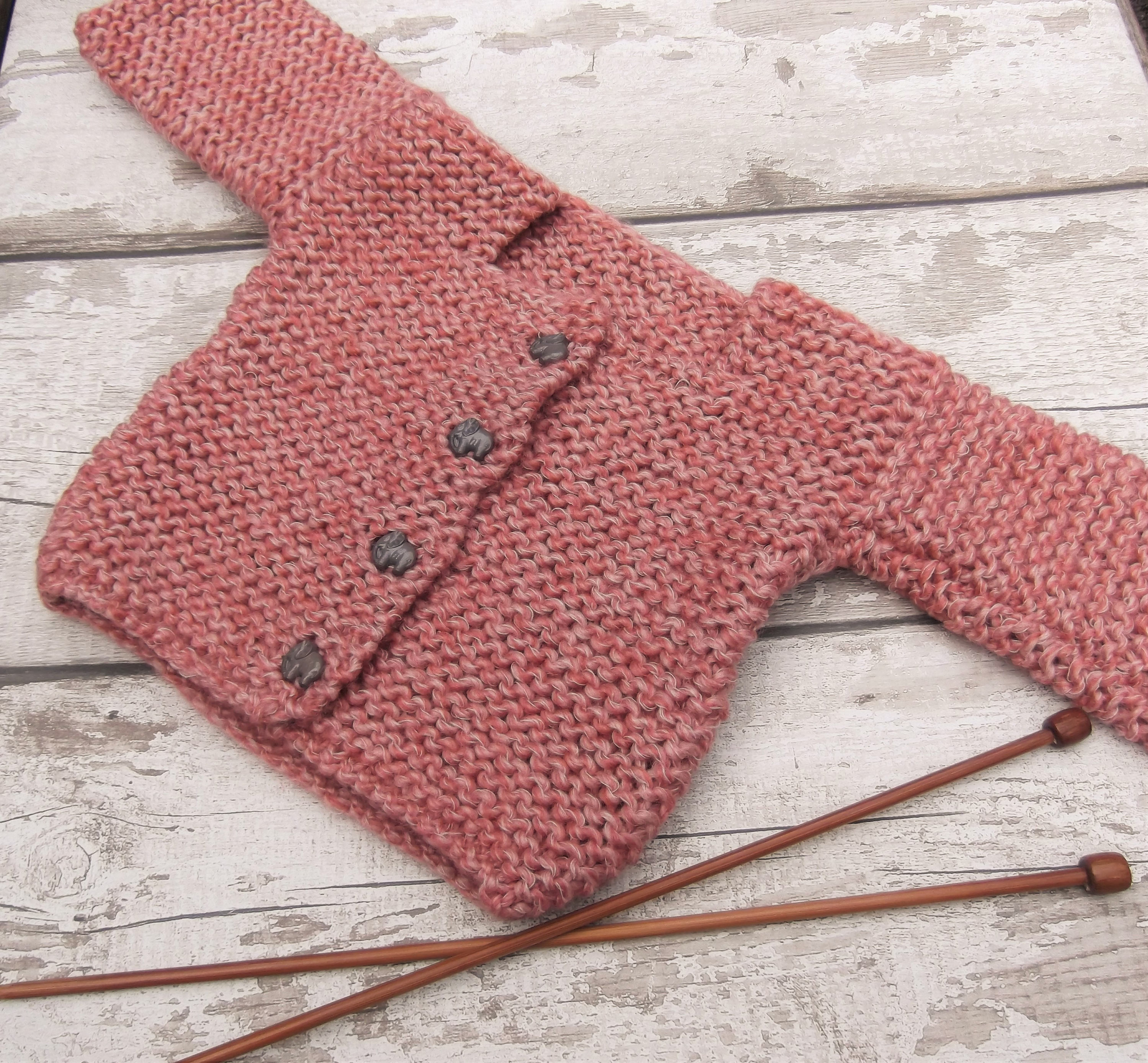 Baby Girl Knitted Jacket Knit Cardigan Pink Rose shade yarn