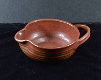 Handled Earthenware / Stoneware Bowl With Spout - 2.5" Tall x 5.75" Diameter