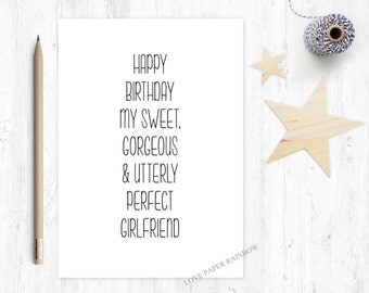 funny girlfriend birthday card, girlfriend birthday card, perfect girlfriend, beautiful girlriend, happy birthday girlfriend, sweet