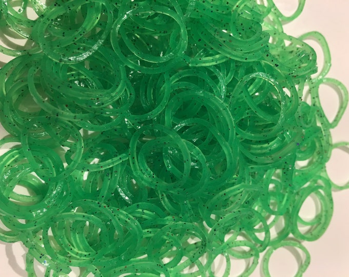300 Glitter Green Loom Bands non-latex rubber bands