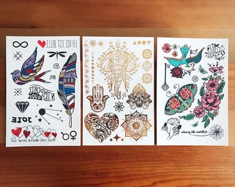 Temporary Tattoos - The Elegant trio set // Gifts for her.