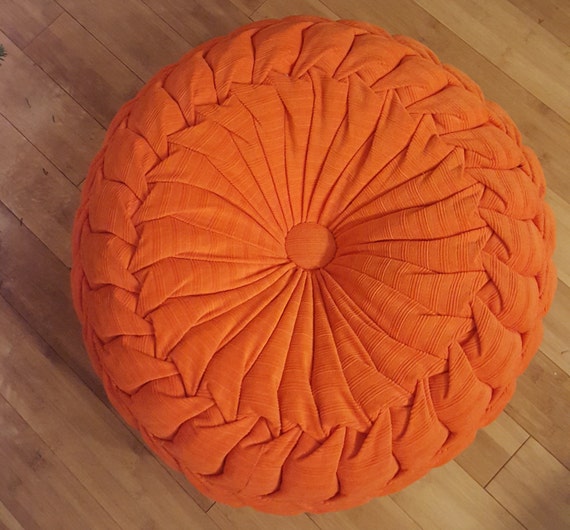 Large Vintage Smocked 25 Round Pillow