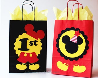 Mickey Mouse favor bags Mickey Mouse birthday party decorations Mickey gift favor treat candy goodie bags 1st birthday Mickey party Disney