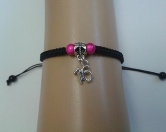 16 bracelet - 16th birthday gift - sweet 16 - birthday gift - 16th birthday - anniversary - birthday jewelry - 16 charm - birthday jewellery