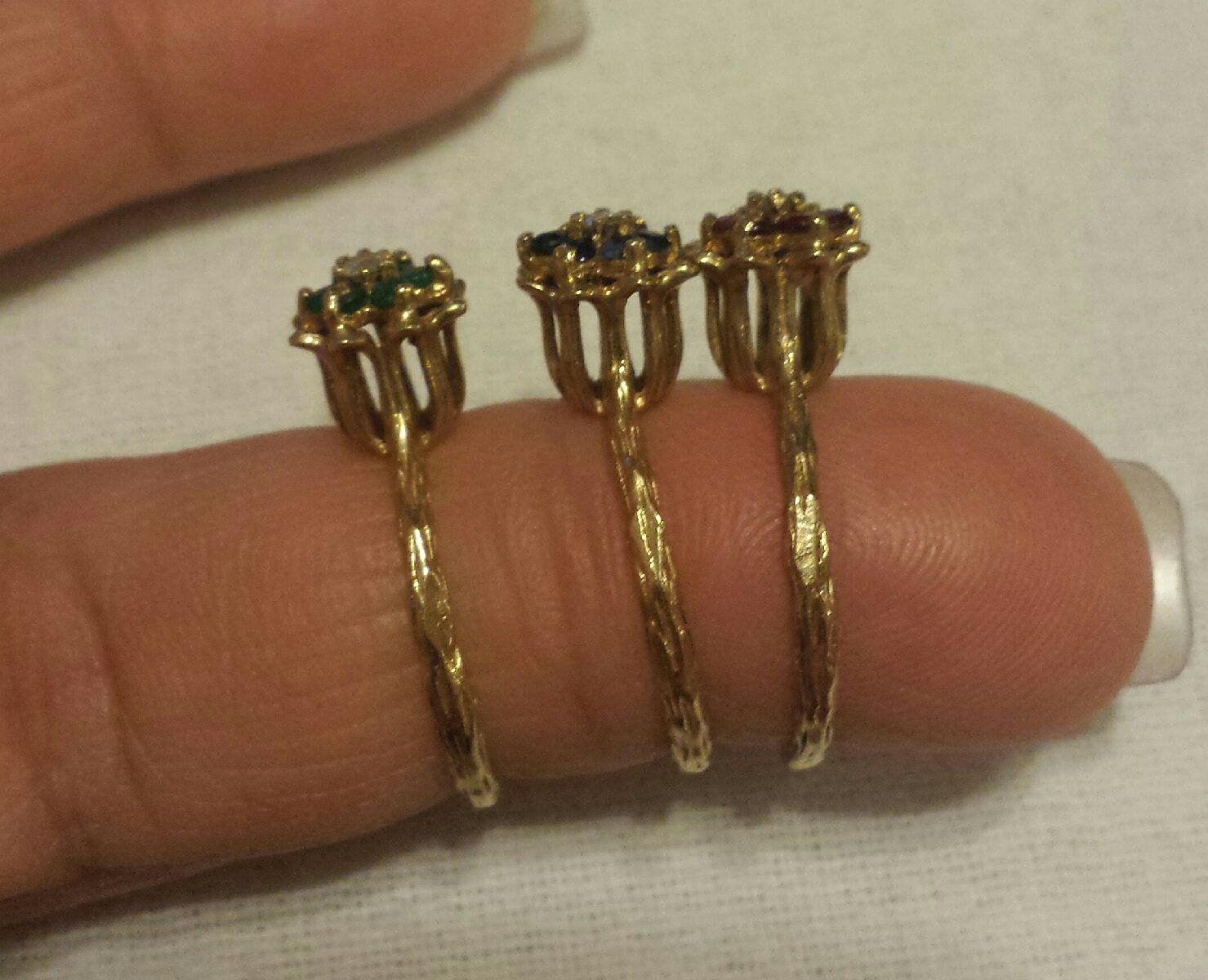 14kt 10kt Gold Tulip Flower Stackable rings ring Ruby Rubies