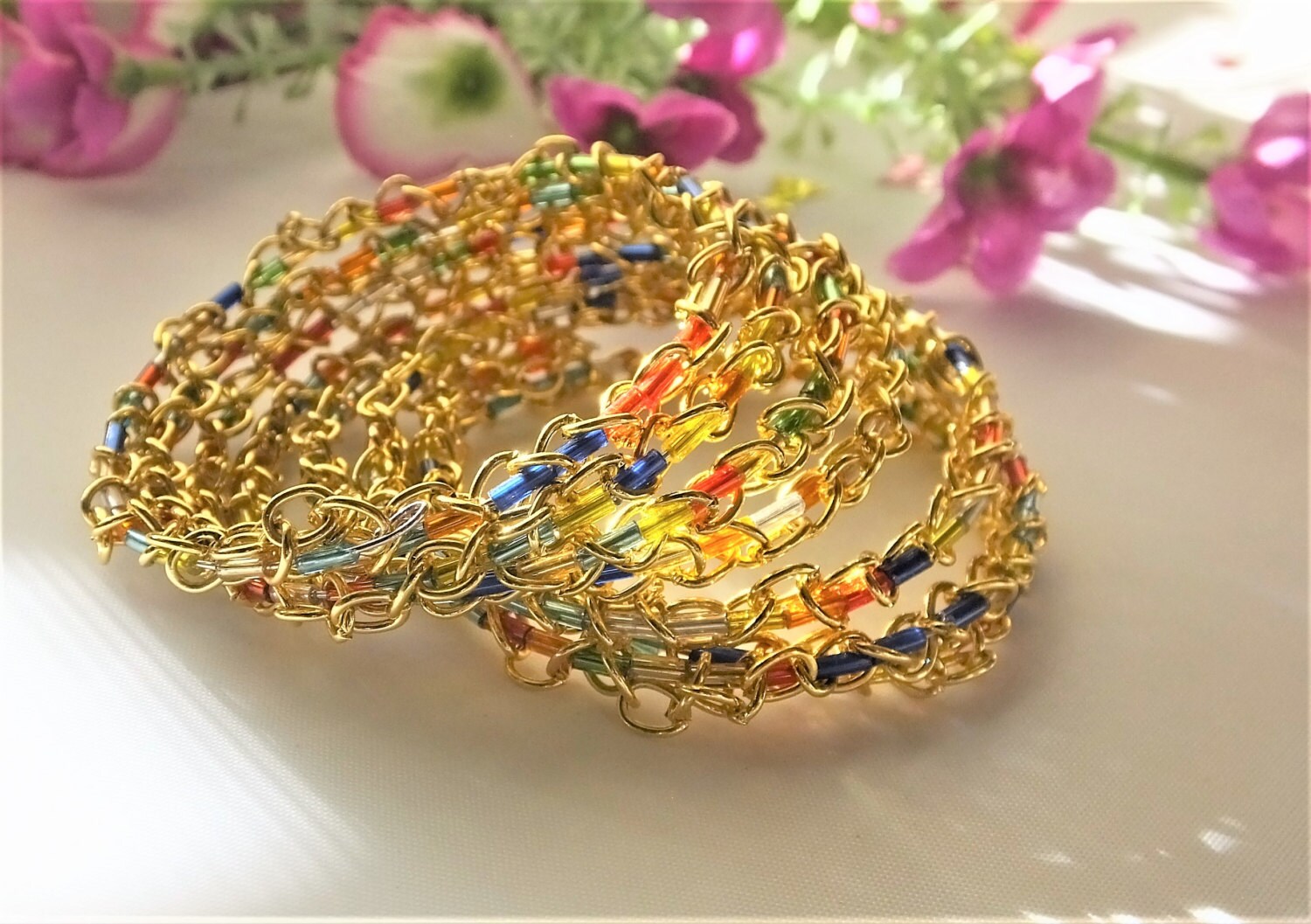 Spiral Confetti Bracelet Glass by BlingItOutLoudCharms on Etsy