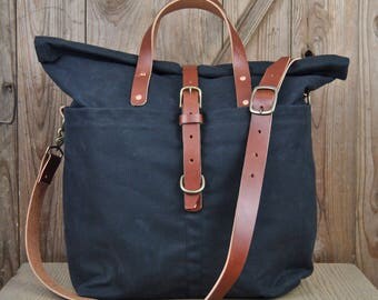 Outland Duffle Bag - Black, Canvas Duffle, Canvas and leather duffle, luggage, men's bag, women's bag
