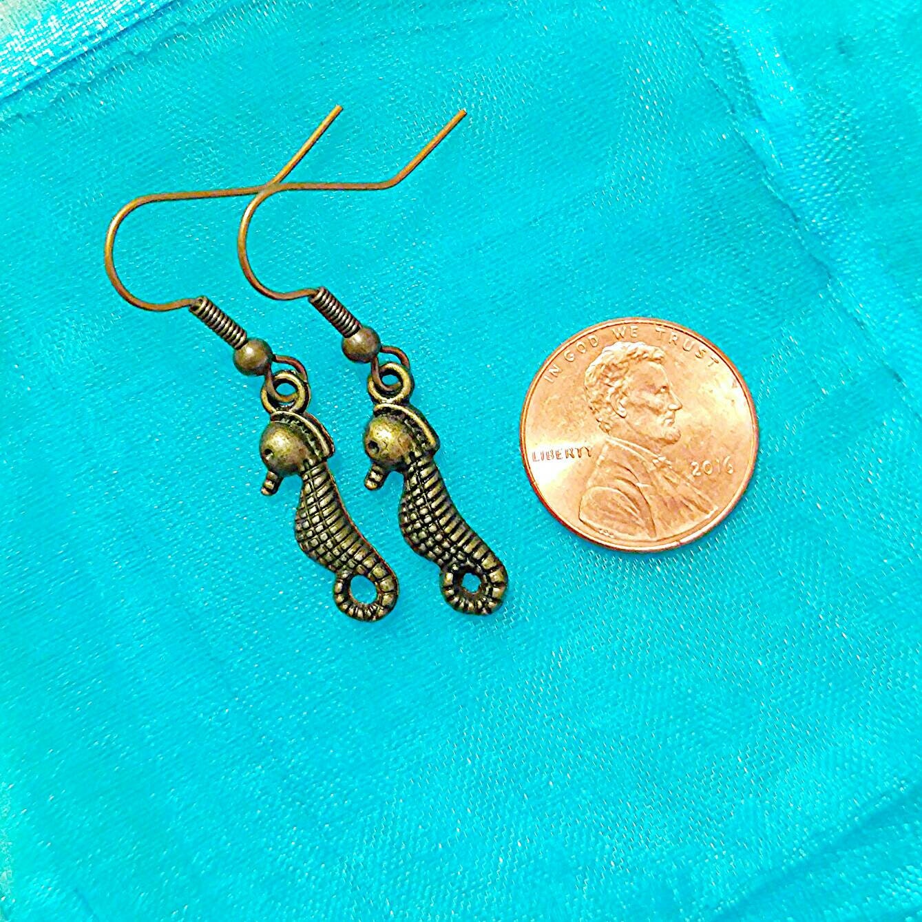 SeaHorse Earrings Bronze Seahorse Marine Jewelry Nautical