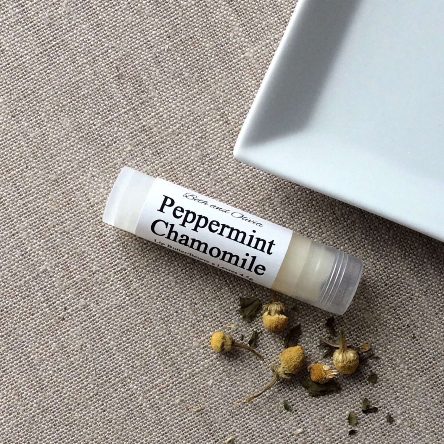 Peppermint chamomile lip butter, peppermint chamomile lip balm, lip balm favors, natural chapstick, peppermint lip balm, chamomile lip balm