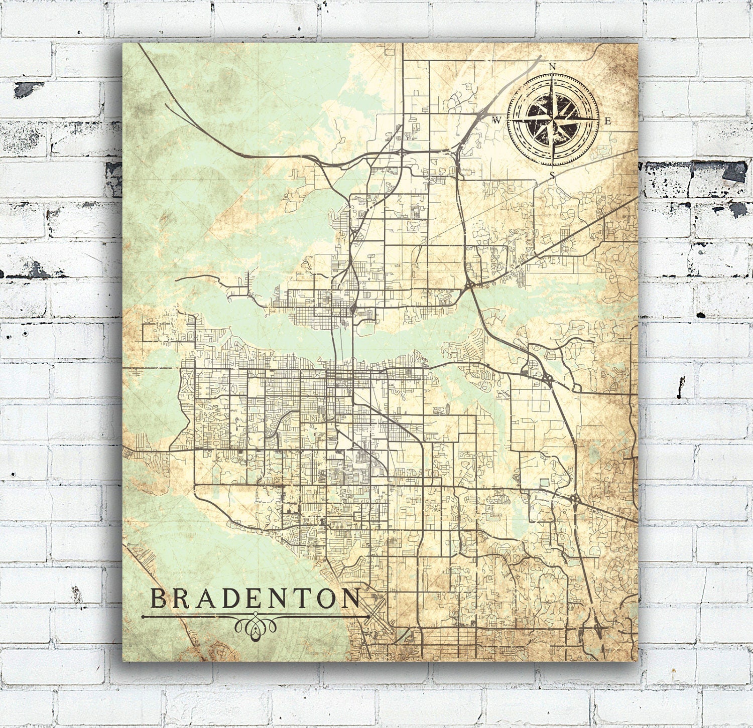 BRADENTON FL Canvas Print Florida Vintage map Bradenton Fl