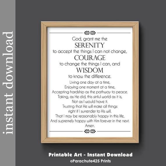 full serenity prayer serenity printable inspiration print