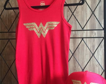 Wonder Woman tank top, glitter/youth/adult/junior
