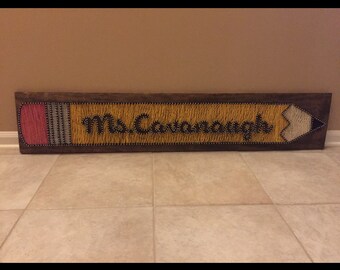 Personalized Teacher String Art -Pencil