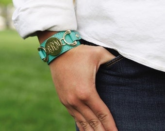 Monogrammed Leather Bracelet - Leather Monogram Bracelet - Monogram Bracelet - Leather Bracelet - Bracelet