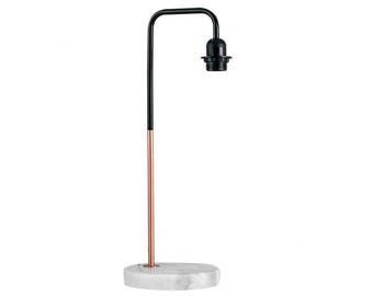 Black & Copper Table Lamp White Marble