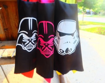 R2Ship! Darth Vader, Storm Trooper, Chewbacca or Yoda capes. Star Wars Birthday party favors, capes, costumes, dress up, cosplay.