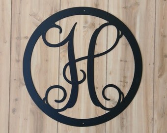 Weatherproof Monogram House Sign, Monogrammed Wreath, Monogram Wreath, Door Monogram, Front Door Wreath, Custom Name Sign, Metal Letters