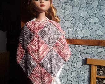 Ellowyne Wilde or 40 cm BJD: cotton pink and gray/spring poncho
