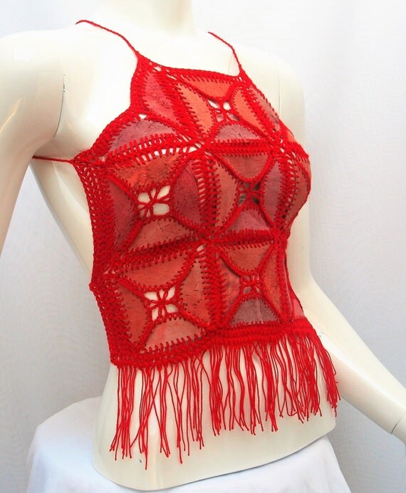 Leather Halter Top Native American Indian by RezahDesignStudio