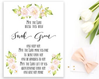 First Communion gift Blessing print Baby Name Sign Baptism Christening Gift God bless this child Scripture art Nursery baby girl idb58