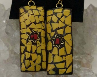CLEARANCE *Yellow Howlite and Coral Earrings