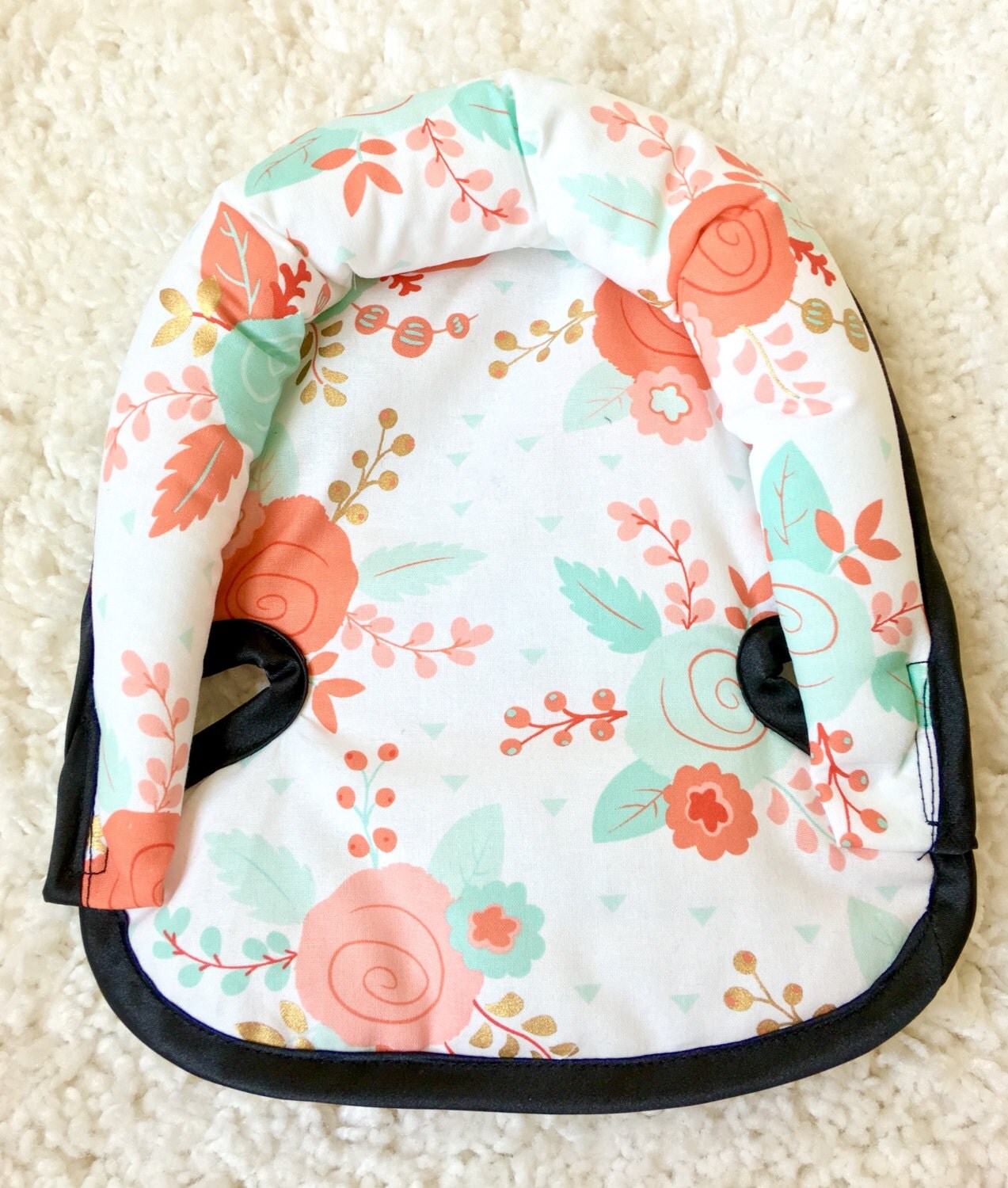 White Floral Infant Head Support Car Seat Head Supports Baby