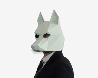 Wolf Mask, DIY printable Animal Head, Printable Mask for New Year, Instant Pdf download, DIY Halloween Paper Mask, 3D Pattern, Polygon Masks