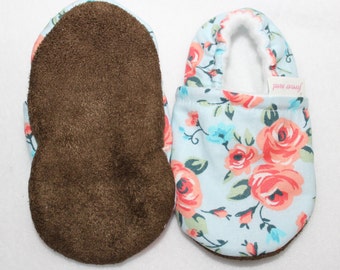 Floral Baby Shoes, Floral Booties, Soft Sole Baby Shoes, Baby Booties, Baby Shower Gift, Toddler slippers, floral moccasins, toddler moccs