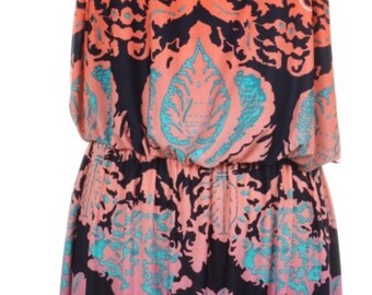 Plus Size-Baroque Print Maxi Dress