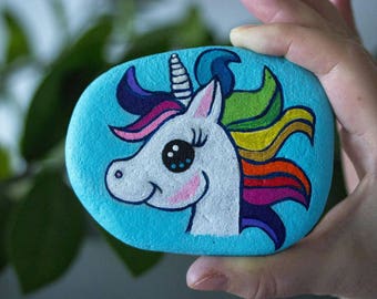 Unicorn Painted Stone, Painted Rock, Free Shipping Worldwide