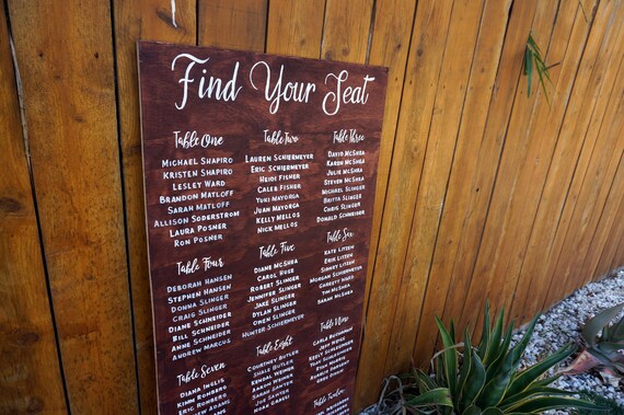 Items similar to Seating Chart on Wood - CUSTOMADE to order - 24"X48