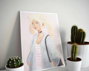 usagi print, sailor moon print,selena print, harajuku girl print, serena print, moon print