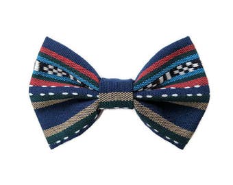 Blue Stripe Bohemian Dog Bow Tie, Cat Bow Tie, Pet Dog Bow Tie, Pet Dog Accessories, Pet Cat Accessories, Pet Dog Clothes, Pet Cat Clothes