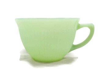 Vintage Fire King Jadeite Demitasse Cup- Fire King Jane Ray Pattern- Bright Milky Green Glass- Vintage Jadite Tea Cup- Vintage Jade-ite