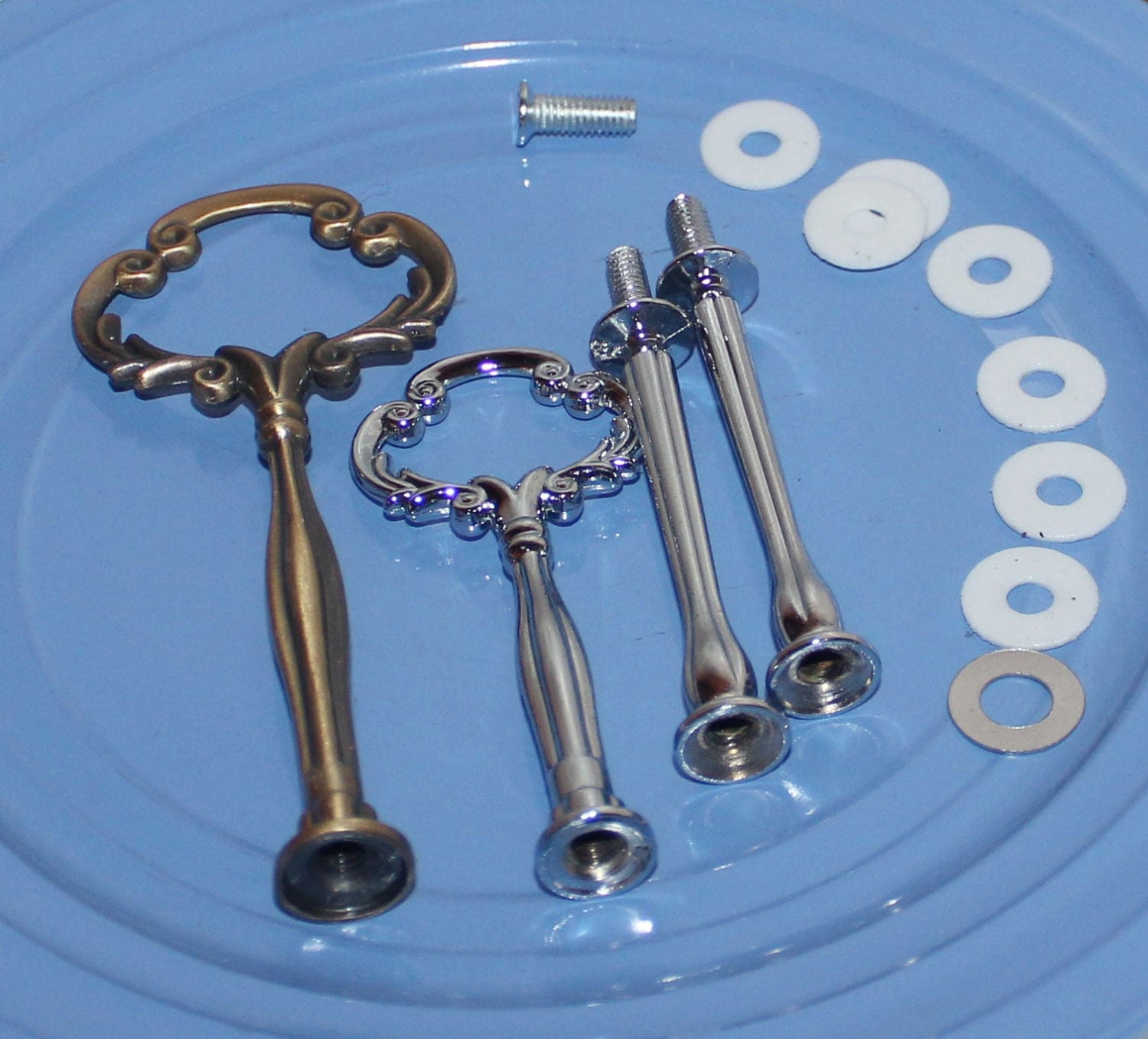 MINI Cake stand handle / hardware 3 tier silver Clover for DIY