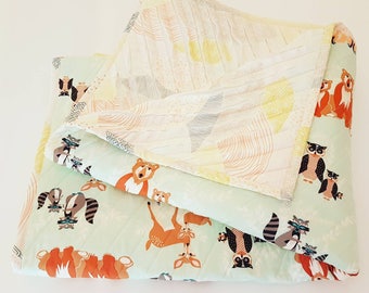 Luxurious Baby Quilt, "Hello Bear Mint" Faux Chenille Quilt, Embroidery on Quilt-Ripples-4 Layer's of fabric, Handmade, Art Gallery