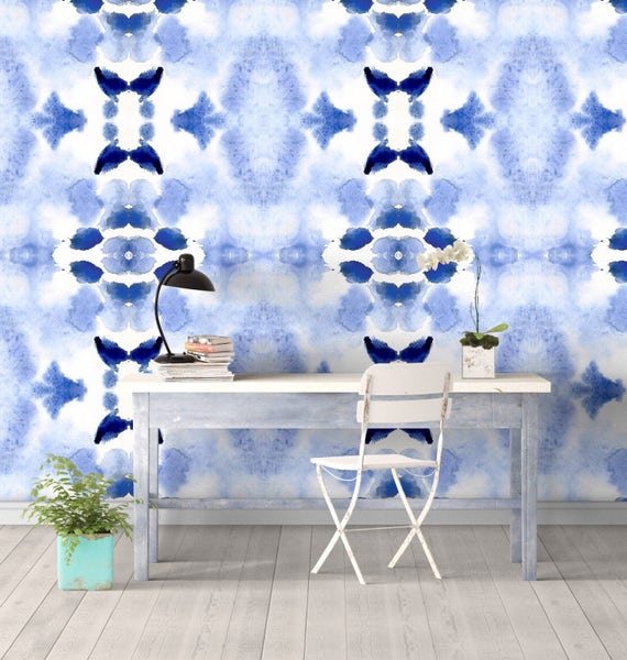 Blue Desert Wall Covering Art Wallpaper Removable Self-Adhesive Wallpaper