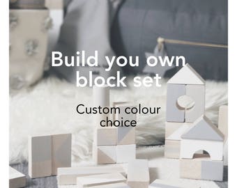 24 Wooden blocks in custom colour choice - Building blocks - Wooden toys - Toddler / Baby gift - Scandi nursery - Nursery decor