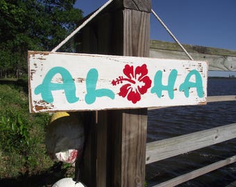 Aloha wood pallet sign | Rustic Hawaiian sign | Hawaiian Aloha sign | Aloha decor | Hawaii decor | Hawaiian wall decor | Hawaiian beach sign