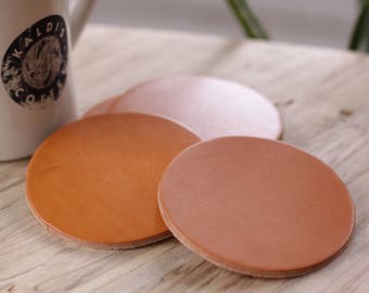Leather Coaster Set - Hermann Oak Heavyweight Tan Bridle Leather